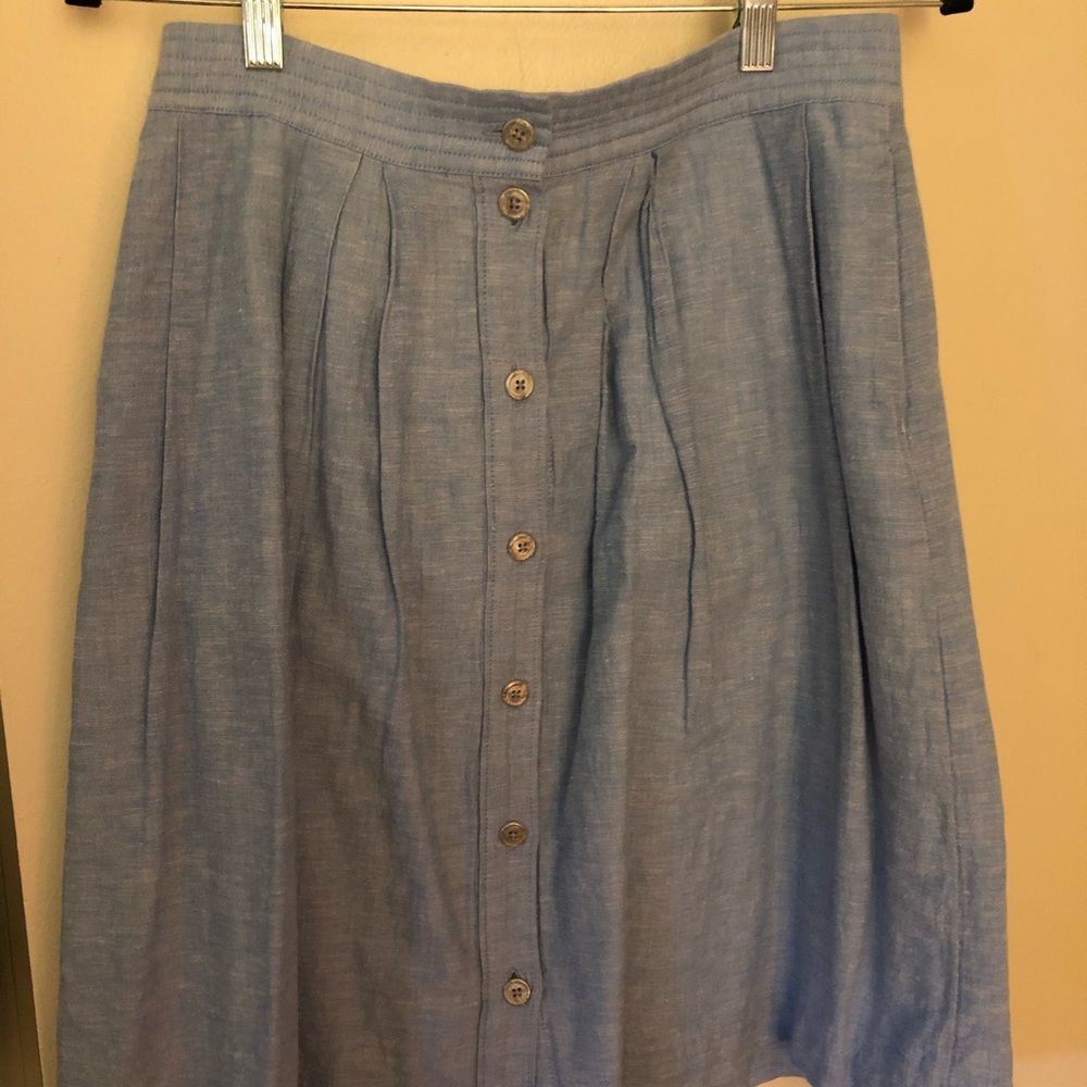J. Crew midi chambray button front skirt